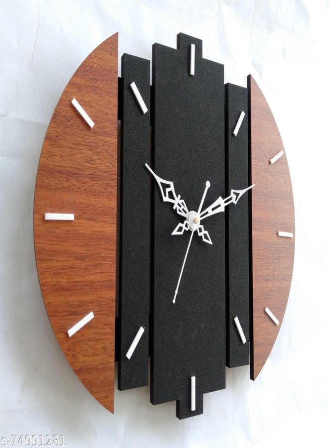 Unique Craft Unique Sports Craft 3D Wooden Antique Design Wall Clock for Living Room, Bedroom Wall, Home and Office, Black, MD_UNQ-013 - Image 2